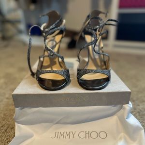 Jimmy Choo Lang Glitter Sandals